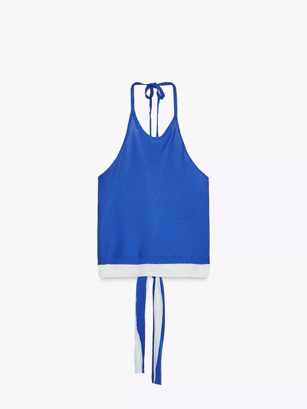 Zara Cobalt Blue Halter Tank with White Trim